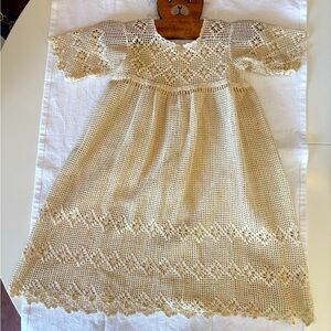 Vintage Crochet Lace christening Dress in Cream